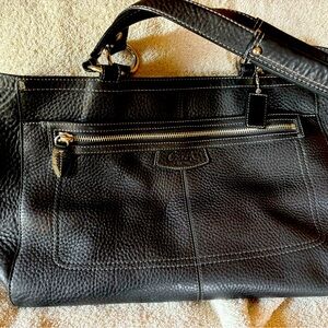 Coach Black Leather Tote Bag